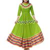 Generisch Abito estivo da donna elegante, stile boemo, per il tempo libero, per il 5 maggio, festival messicano, festa, lungo, ampio vestito da ballo swing, vestito per spettacoli sul palco, verde, S