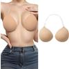 XCSJ Reggiseno autoadesivo push up, reggiseno adesivo invisibile con spalline trasparenti, reggiseno traspirante per abito con schiena scoperta, abito da sposa, scollatura profonda, color carne, C