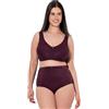 Ulla Popken Reggiseno Sostenitivo Senza Ferretto con Texture Rosso Vino Scuro 130C 801187350-130C
