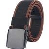 LionVII Cintura Elastica Uomo, Fibbia in Plastica, Unisex Cintura Cintura Completamente Regolabile per Lavoro, Nero Bordi Caffè