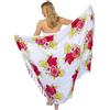NELUHA sarong panno da donna con supporto per sarong pareo, asciugamano avvolgente, gonna avvolgente, telo da spiaggia da donna, telo da spiaggia XXL, panno da uomo pareo da donna, Bianco Rosa Fiore,