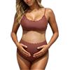 Generico Costume Premaman Costumi Due Pezzi Bikini Donna Monokini Swimwear Beachwear Incinta Stampa a Righe costume donna due pezzi