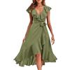 shownicer Vestiti Donna Elegante Vestiti con Spacco Estivi Vestito al Ginocchio Scollo a V Manica Corta Abito Casual Vestiti da Sera Cerimonia Cocktail