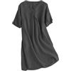 FTCayanz Donna Vestiti Estivi Scollo V Manica Corta Sciolto Casual Vestito Dress in Lino