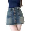 PINTUTU Jeans Donna Estivi Pantaloncini Sottogonna Vita Alta Linea A Taglio Incrociato Leggero Snellente Tessuto Misto Cotone Bottone Decorativo per Casual all'Aperto D'Estate