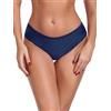 Ocean Blues Costume da bagno da donna a vita media, a prova di perdite, slip bikini ad asciugatura rapida, impermeabile, per spiaggia, piscina e vacanze, blu navy, M