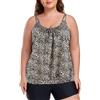 Ocean Blues Costume da Bagno da Donna, Top Tankini Taglie Forti, Taglio Largo, Blouson Tankini, Leopard, XXL