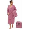 RETIEF Set Accappatoio Microfibra Cappuccio e Telo Palestra Unisex(Rosa antico, L/XL)