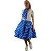 Brigitta Gonna e sciarpa da donna a pois, con elastico in vita, gonna a cerchio intero, multicolore, Blu con pois bianchi, XS