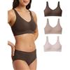 Risalti Reggiseno Senza Ferretto Spalla Larga 3 pz - Bralette Donna Senza Cuciture ed Etichette, Reggiseno Donna in Microfibra Elasticizzata, Brassiere, Top Morbido, Intimo - Made in Italy