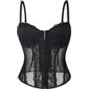 Wikoan Corsetto Donna donna Corpetti con Spalline Bustini in Pizzo Traforato Top Sexy con Spalline,Nero,M