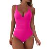 RXRXCOCO Costume da bagno sexy da donna con scollo a V, modellante sulla pancia, increspato, schiena scoperta, elegante, costume da bagno intero, Rose., L
