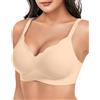 ZAAYO Reggiseno da donna con coppe piene senza ferretto, reggiseno senza cuciture, scollo a V, taglio ondulato, imbottito, reggiseno push up, senza ferretto, con ulteriore estensione del reggiseno
