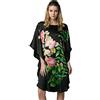 Prettystern Donna 100% Seta Kimono Caftano Pigiama Camicia da Notte con Pittura a Pennello Cinese Dipinto a Mano