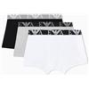EMPORIO ARMANI Confezione da 3 Boxer da Uomo, Blk/Grey Mel/Bianco, L