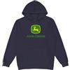 John Deere Felpa con cappuccio, logo del marchio, Blu navy con logo verde/giallo, Large