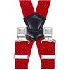 Decalen - Bretelle da uomo larghe 4 cm con 4 clip in metallo molto resistenti, taglia unica, regolabili ed elastiche, stile ad X, Colore: rosso, Taglia unica