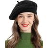 ZLYC Berretto Francese Reversibile, Tinta Unita, Cashmere, Caldo, per Donne e Ragazze