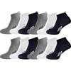 Umbro - 12 paia di calzini sportivi da uomo per allenamento sportivo - UK 6-11, nero, bianco, grigio., 6-8.5