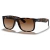 Ray-Ban Justin Occhiali Da Sole Unisex, Marrone (Montatura: Light Havana Rubber, Lenti: Braun Grandiert), 55 mm