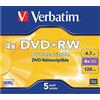 Verbatim 43229 DVD+RW 4x Disc in Non Print Jewel Case (Pack of 5) Matt sil (DVD)