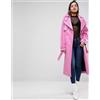 Fatto a mano Trench lungo di design da donna in pelle rosa Barbie pelle di agnello elegant...