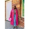 Fatto a mano Trench coat donna pelle di agnello rosa Barbie elegante lungo di design fatto...