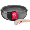 Lagostina Ingenio Vivissima, Set Padella 24cm e Wok 26cm in Ceramica Antiaderente con Manico Rimovibile Beige, Tecnologia Thermo-Signal, per Tutte le Fonti di Calore