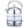 SEVERIN Bollitore in vetro retrò, 2.400 W, 1.7 l, combinazione di vetro e acciaio inox, WK 3459