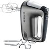 SEVERIN HM 3832 Sbattitore elettrico potente con 2 ganci e fruste in acciaio inox 400 W, Sbattitore con cavo a spirale, 5 velocità e funzione turbo, Sbattitore cucina, Argento/nero