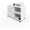 Baroni Home Carrello Ufficio con 4 Rotelle Girevoli a 360°, Mobiletto Organizer per Stampante e Cancelleria, Struttura in MDF Resistente, Montaggio Facile, 80x40x65 cm, 3 Cassetti Bianco
