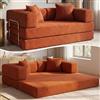 Vipbear Divano letto velluto a coste 160×90×70 cm, divano a pavimento trasformabile 5-in-1, schiuma ad alta densità, pet-friendly ed ergonomico, senza montaggio, Arancione