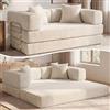 Vipbear Divano letto velluto a coste 160×90×70 cm, divano a pavimento trasformabile 5-in-1, schiuma ad alta densità, pet-friendly ed ergonomico, senza montaggio, Bianco