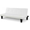 Baroni Home Divano Letto in Ecopelle 3 Posti Trasformabile in Letto Imbottito, Divano Reclinabile con Gambe in Plastica da Salotto, Camera degli Ospiti, Apertura 88 cm, 166x75x70 cm, Ecopelle Bianco