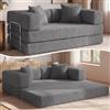 Vipbear Divano letto velluto a coste 160×90×70 cm, divano a pavimento trasformabile 5-in-1, schiuma ad alta densità, pet-friendly ed ergonomico, senza montaggio, Grigio