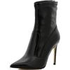 QUEEN HELENA Tronchetti con Tacco a Spillo Casual Eleganti a Punta con Zip Donna K2014 (K2014 Nero Pu, numeric_35)