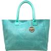 Chicca Borse Borsa a Mano Shopper Grande da Donna indossabile a Spalla in Vera Pelle (Pitonato Turchese Tiffany)