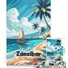 JIANGENNF Puzzle per adulti da 1000 pezzi Zanzibar Tanzania︰ Scena di spiaggia tropicale gioco interattivo interazione genitore-figlio compleanno e Natale 38x52cm