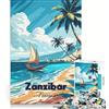 JIANGENNF Puzzle da 1000 pezzi per adulti Zanzibar Tanzania︰ Scena di spiaggia tropicale gioco educativo gara di velocità manuale regalo di compleanno regalo di viaggio 38x26cm