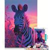 JIANGENNF Puzzle da 1000 pezzi per adulti con zebra e tramonto estetico giocattolo fai-da-te interazione genitore-figlio rafforza l'amore tra le coppie 38x52cm