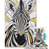 JIANGENNF Puzzle per ragazzi da 1000 pezzi con zebra e decorazioni dorate gioco pratico difficile e stimolante cerca un gioco impegnativo 50x75cm