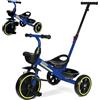 KRIDDO 2-in-1 Triciclo per Bambini da 18 Mesi a 5 Anni, Maniglione Estensibile per una Spinta Senza Sforzo, Triciclo Regalo per Bambini da 3 a 5 Anni con Pedana Frontale Pieghevole, Blu