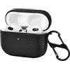 Azlanway Custodia Protettiva per AirPods 4 2024, Design Elegante in Tessuto a Maglia Premium Protezione Completa con Interno in Microfibra Supporto Ricarica Wireless Moschettone Incluso Nero