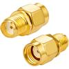 Vecys SMA Buchse zu RP-SMA Stecker Adapter RF Coaxial Coax Straight Adapter Vergoldet für Antenne Router Drahtloses (2 Stück)