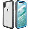 ZiHang Custodia impermeabile iPhone XS Max, [IP68 Certificato Waterproof] Full Body con Protezione Dello Schermo Cover Antiurto Antineve Antipolvere Antigraffio Subacquea Caso per iPhone XS Max (Azzurro)