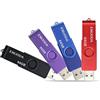 ENUODA Chiavetta USB 64GB 4 Pezzi Pennetta Girevole Pen Drive 64GB USB 2.0 per Archiviazione Dati con Luce LED (4 Multicolorato: Nero Blu Viola Rosso)