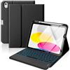 MoKo Custodia con Tastiera Multi-touch per iPad (A16) 11ª/10ªgen, Nero