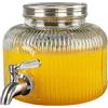 lomejii Dispenser per bevande in vetro con rubinetto, 2,5 litri, design vintage, coperchio a vite