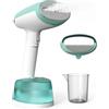 QEXREED Ferro da Stiro Verticale, Stiratore a Vapore Portatile 1500W con Serbatoio 365ml, 2 Modalità Vapore, Spazzola per Tessuti, Vaporetta da Viaggio per Casa e Ufficio, Pronto in 25 Secondi