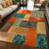 VARIKASHOM Tappeto Soggiorno Tappeto Salotto Pelo Corto, Design Moderno Tappeti Ufficio a Casa, Floreale orientale Arancione Verde Giallo Beige Grigio Marrone, 180 x 200 cm